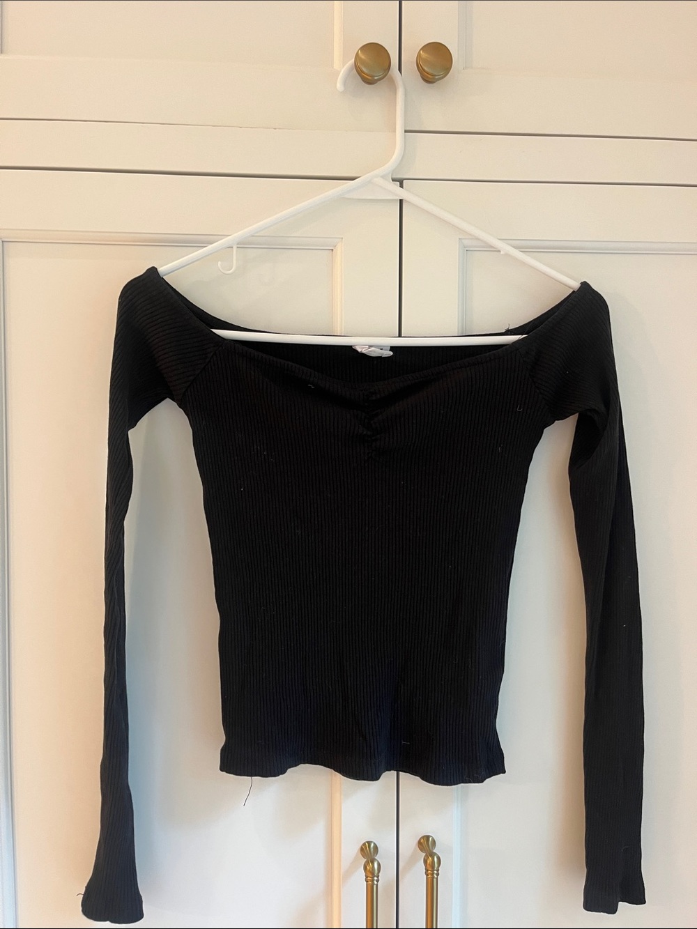 Cotton On Black Ribbed Off-Shoulder Top